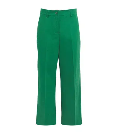 Weekend Max Mara Cropped Wide-leg Trousers In Green