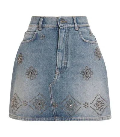 Weekend Max Mara Apice Studded Denim Skirt In Navy