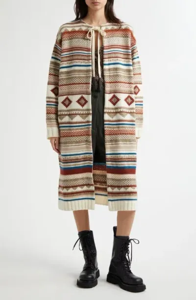 Weekend Max Mara Divina Wool Blend Longline Cardigan In Brown