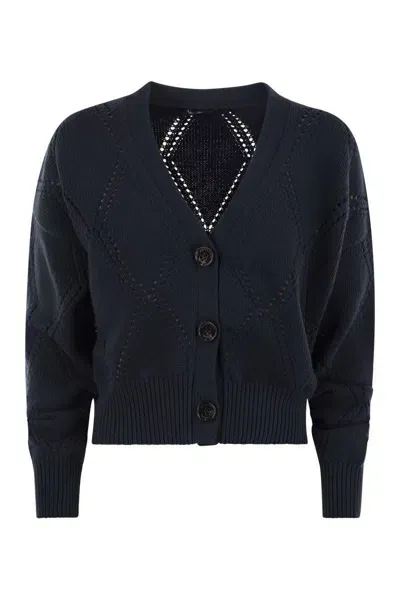 Weekend Max Mara Dovere - Cotton V-neck Cardigan In Blue