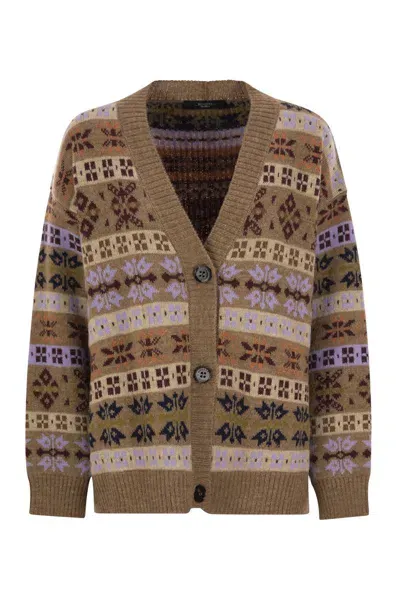 Weekend Max Mara Eccelso - Alpaca Wool Jacquard Cardigan In Multi