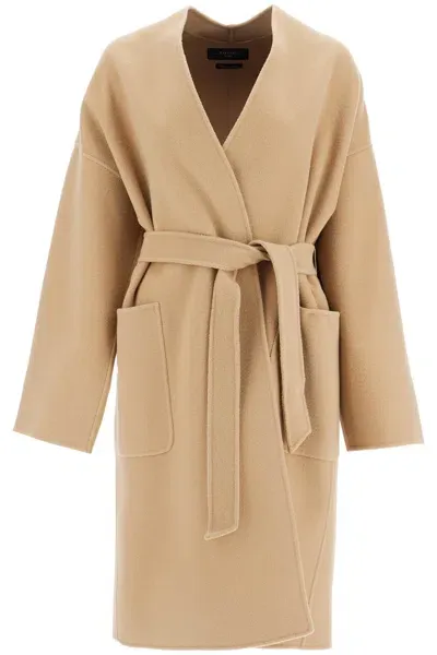 Weekend Max Mara Eris Midi Wrap Coat With Robe In Blue