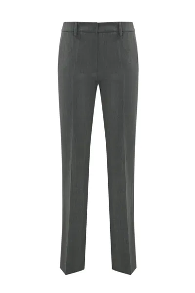 Weekend Max Mara Estasi Straight Trousers In Technical Wool In Grigio Melange