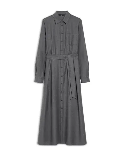 Weekend Max Mara Etiopia Wool Blend Flannel Midi Dress In Grey