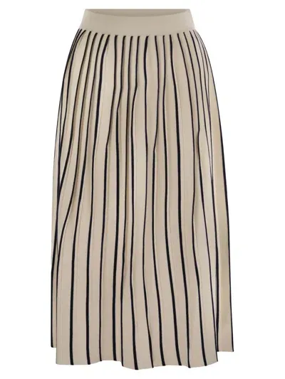 Weekend Max Mara Finance Pleated Midi Skirt In Neutral