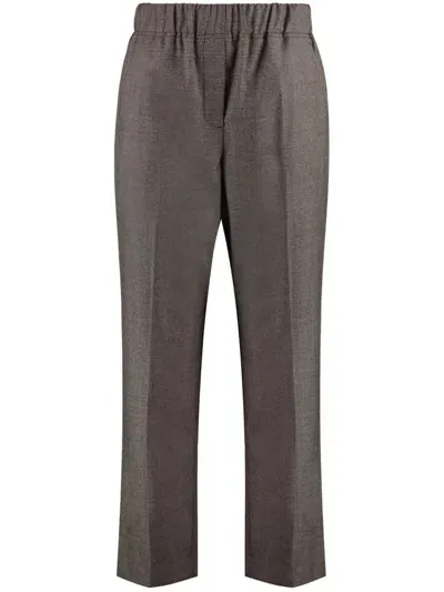 Weekend Max Mara Flannel Straight Trousers In Brown