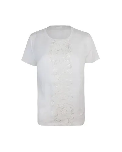 Weekend Max Mara Floral Embroidered Crewneck T In White