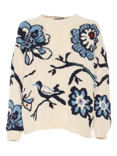 Weekend Max Mara Floral Patterned Crewneck Jumper In Multi