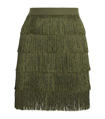 Weekend Max Mara Fringed Mini Skirt In Green