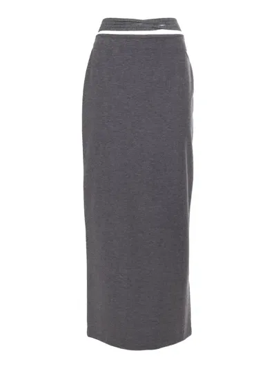 Weekend Max Mara Furetto Medium Grey Jersey Skirt In Gray