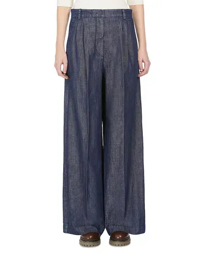 Weekend Max Mara Fuxia Wide Leg Pants In Navy