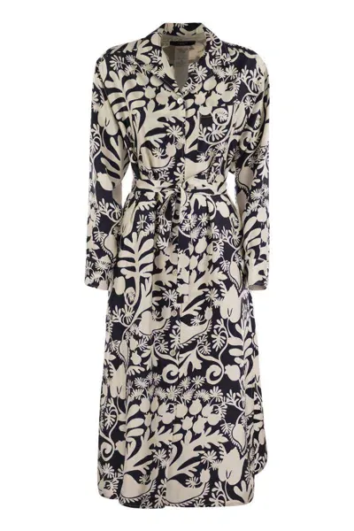 Weekend Max Mara Gaia Floral Printed Midi Dress In Black