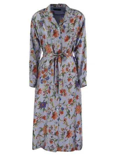 Weekend Max Mara Gaia Floral Printed Midi Dress In Light Blue