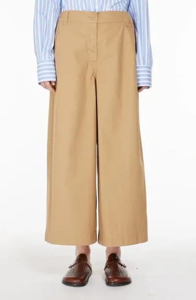 Weekend Max Mara Giudea Wide Leg Cotton Pants In Beige