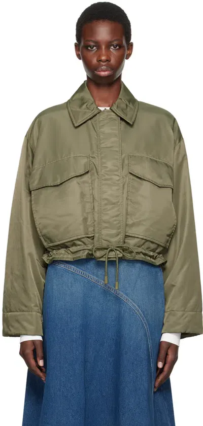 Weekend Max Mara Green Water-repellent Reversible Bomber Jacket In 003 Kaki