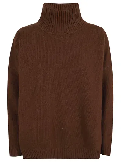 Weekend Max Mara High Neck Knitted Jumper In Brown