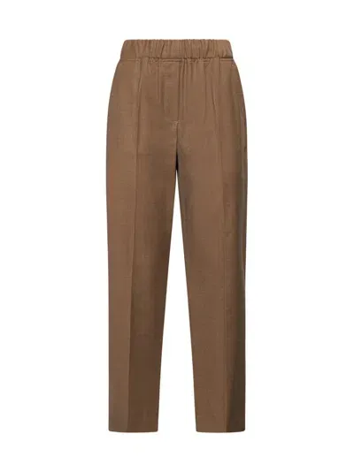 Weekend Max Mara High Waist Straight Leg Trousers In Brown