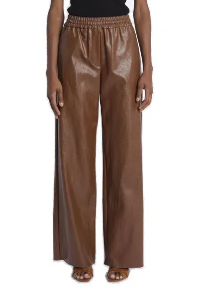 Weekend Max Mara High Waist Wide Leg Trousers In Brown