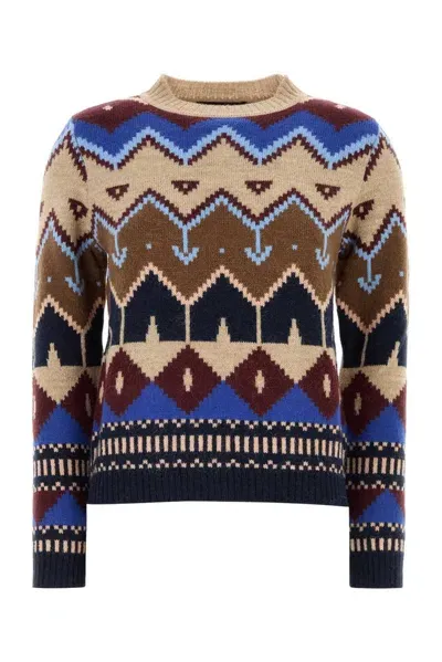 Weekend Max Mara Jacquard Crewneck Jumper In Multi