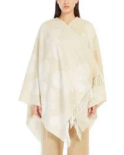 Weekend Max Mara Jacquard Knit Butterfly Wool Wrap In Cream