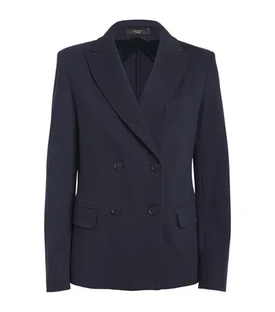 Weekend Max Mara Jersey Double-breasted Blazer In Blue