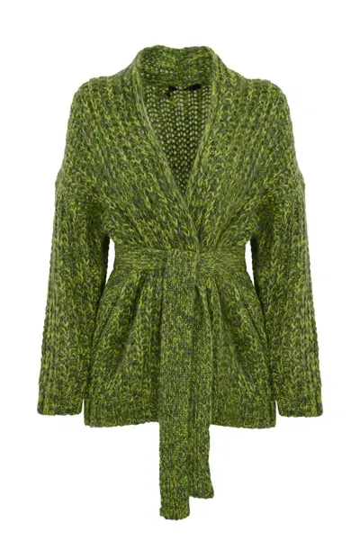 Weekend Max Mara Josef Ribbed Cardigan In Chine Mohair In Pistacchio