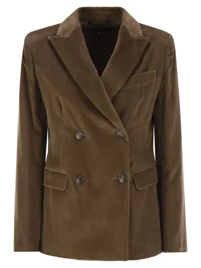 Weekend Max Mara Katanga Cotton Velvet Blazer In Brown