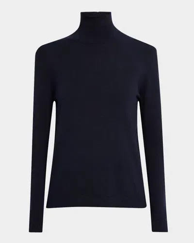 Weekend Max Mara Kiku Turtleneck Silk-wool Sweater In Blue