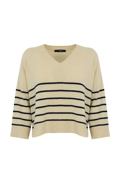 Weekend Max Mara Leva Cashmere Sweater In Ecru/blue