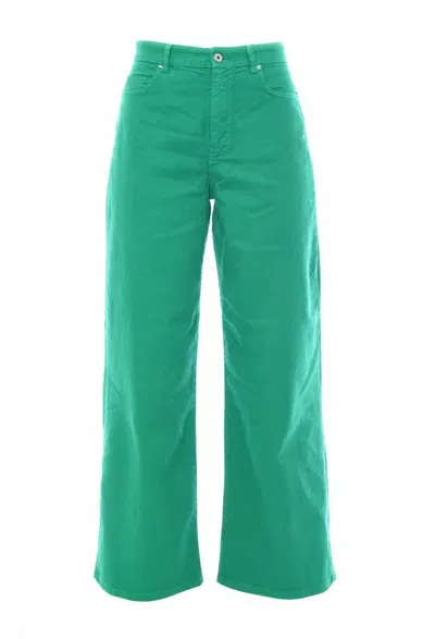 Weekend Max Mara Logo Patch Wide Leg Pants In Green