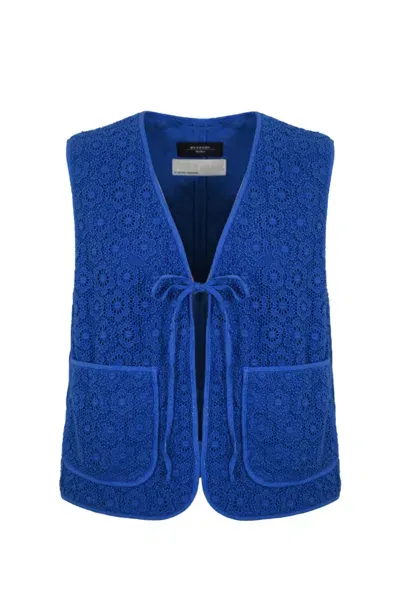 Weekend Max Mara Lory Vest In Macrame Lace In Tinto Bluette