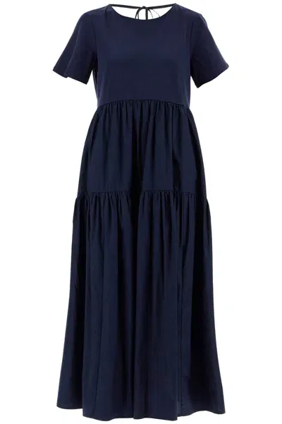 Weekend Max Mara Maxi Jersey And Poplin Dress In In Blue