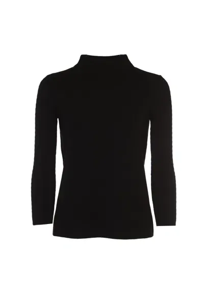 Weekend Max Mara Mock Neck Long-sleeved Top In Black