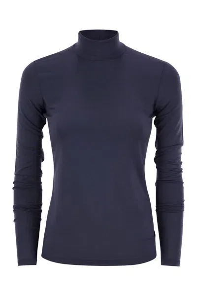 Weekend Max Mara Multif - Turtleneck T-shirt In Viscose Jersey In Blue