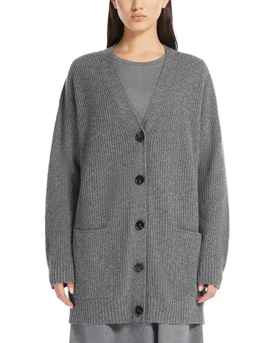 Weekend Max Mara Negus Ribbed Oversized Cardigan In Medium Grey