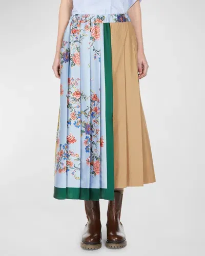 Weekend Max Mara Operoso Pleated Floral-print Midi Skirt In Multi