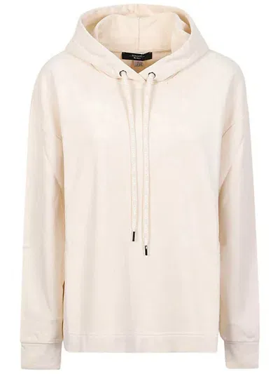 Weekend Max Mara Oversized Drawstring Hoodie In Beige