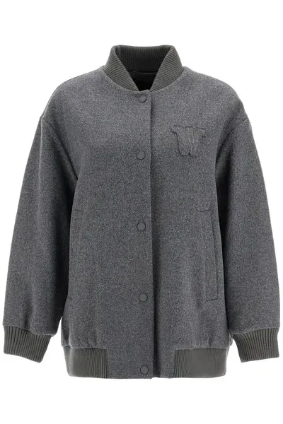 Weekend Max Mara Padded Wool Bomber Jacket In Grey