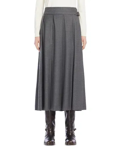 Weekend Max Mara Palk Pleated Midi Skirt In Medium Grey