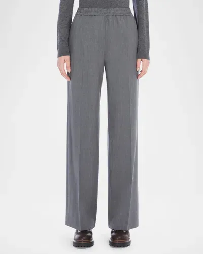 Weekend Max Mara Petra Straight-leg Stretch Wool Pants In Medium Grey