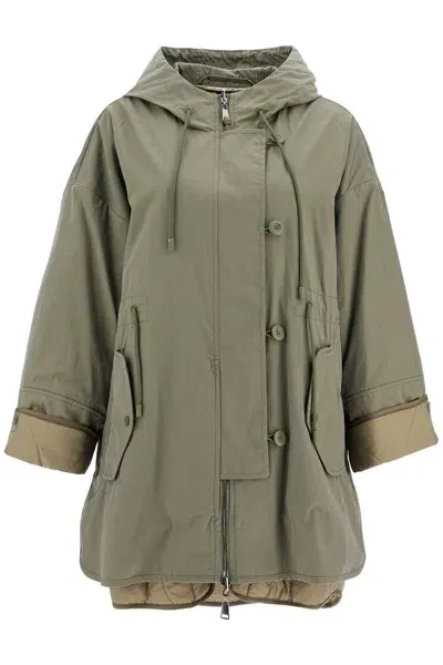 Weekend Max Mara Reversible Hooded Parka With In Khaki