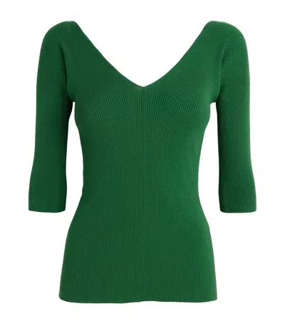 Weekend Max Mara Rib-knit Top In Green