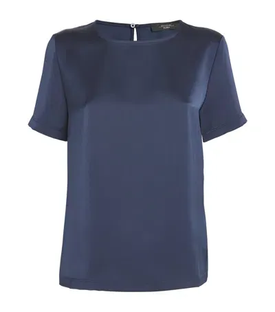 Weekend Max Mara Satin T-shirt In Blue