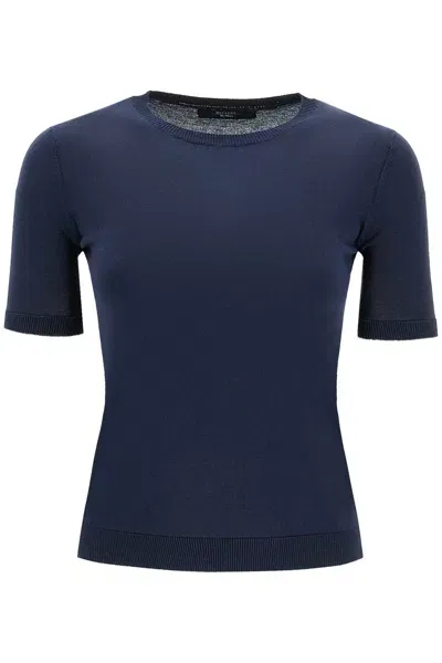 Weekend Max Mara Silk And Cotton 'agro' Knit Top In Blue