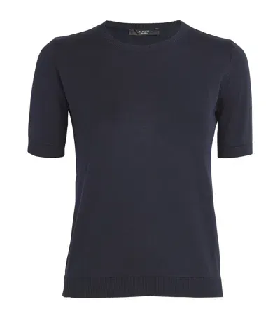 Weekend Max Mara Silk-cotton T-shirt Sweater In Blue