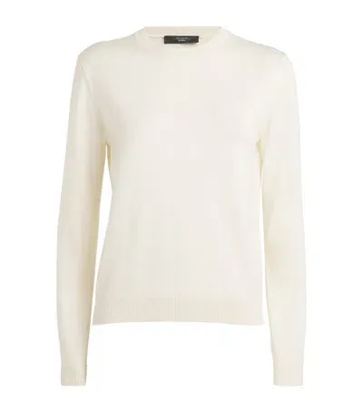 Weekend Max Mara Silk-wool Crew-neck Sweater In White