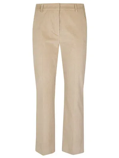 Weekend Max Mara Straight Cut Ribbed Trousers In Beige