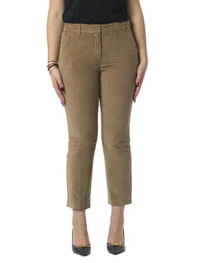 Weekend Max Mara Straight Cut Ribbed Trousers In Brown