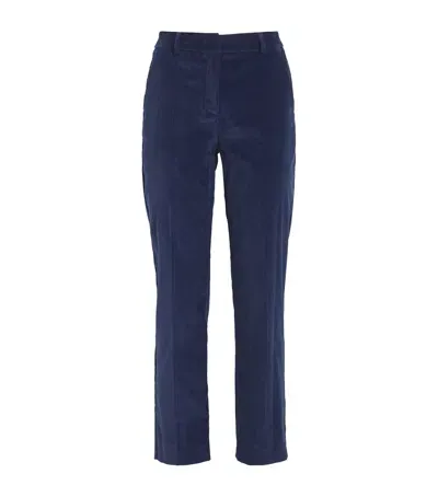 Weekend Max Mara Stretch-corduroy Cropped Straight Trousers In Blue