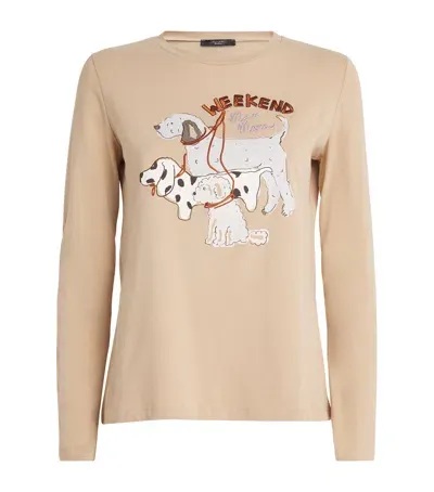 Weekend Max Mara Stretch-cotton Printed T-shirt In Beige